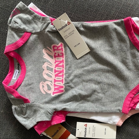 SOLD Reebok| 3 BNWT baby girl onsies - Picture 1 of 3